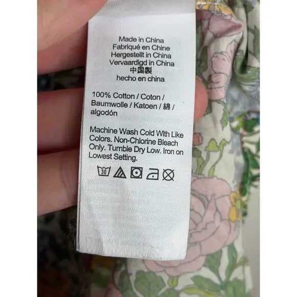 J. Crew Liberty Petunia Floral Slim-Fit Button-Up Shirt Green Yellow Women's 10 - Picture 7 of 10